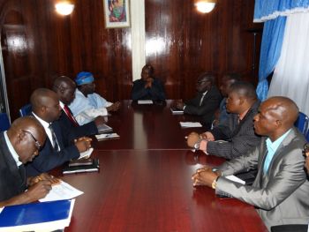 Minister Dukuly flank with his Deputies and AU Delegation
